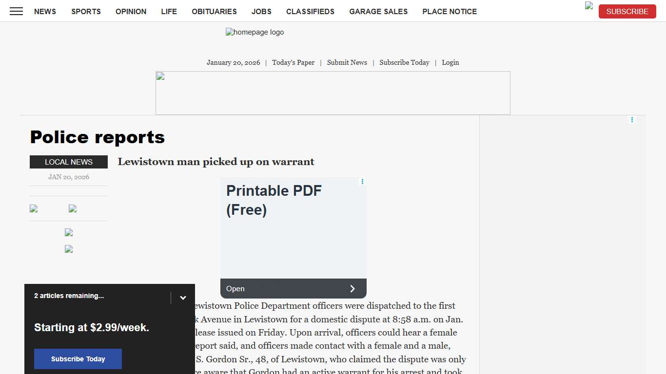 Police reports | News, Sports, Jobs - The Sentinel